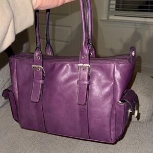 Purple Leather Women's Handbag